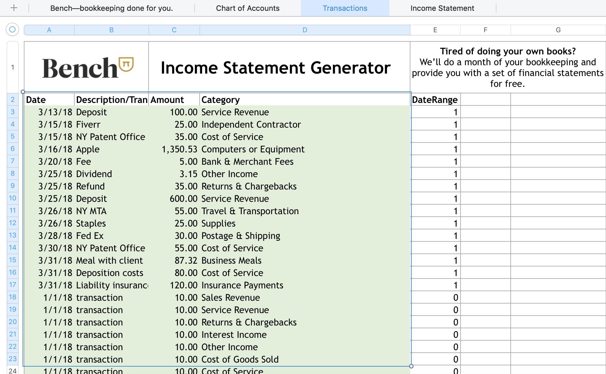 chart of accounts templates excel